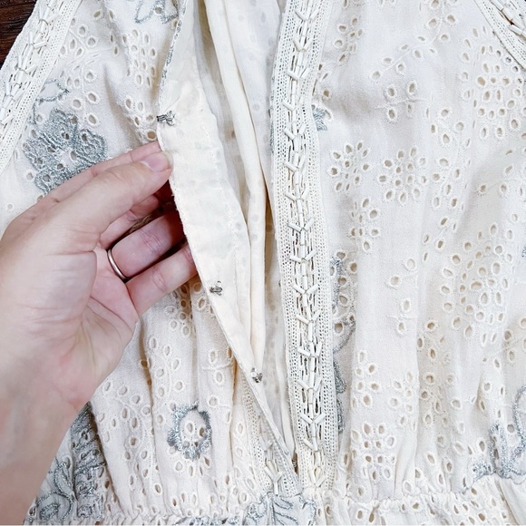 Love Sam • Lucy In The Sky dress midi embroidered eyelet tiered beaded cream - Picture 7 of 14